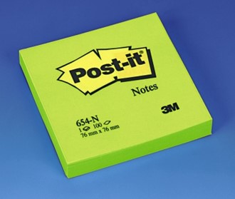 POST-IT® notatblokk 654NG 76x76 neon grøn
